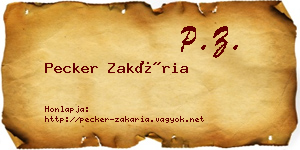 Pecker Zakária névjegykártya